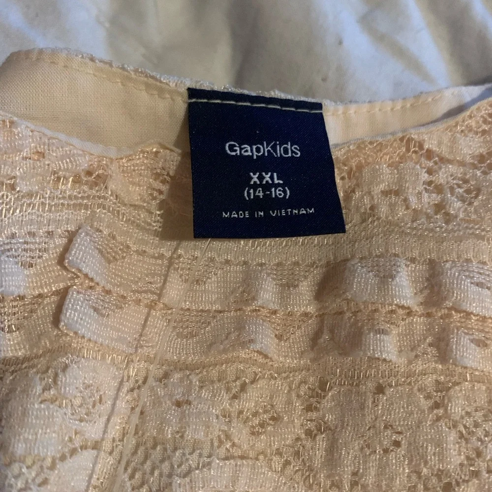 NWT kids Gap XXL 14-16 Blush pink lace dressy dress, with tiered ruffles lined